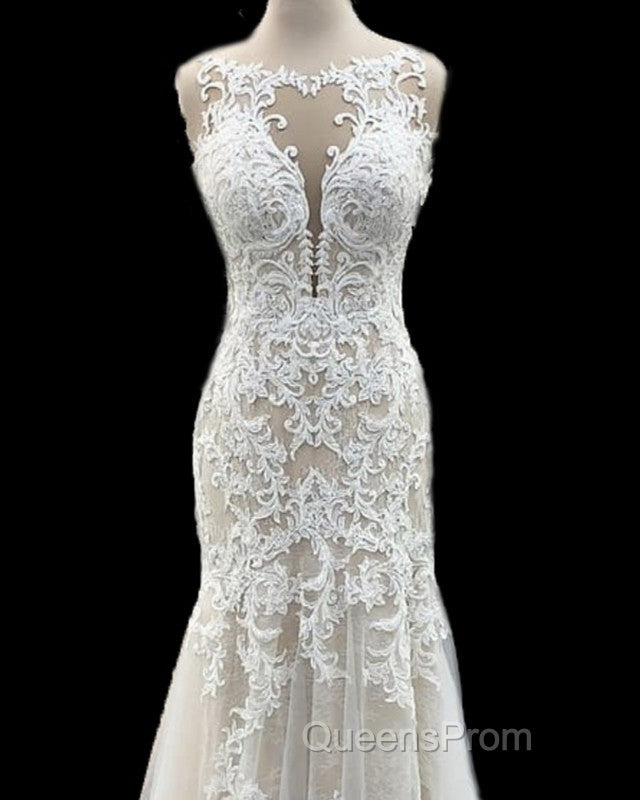 Scoop Neck Mermaid Wedding Dress Lace Court Train Secondary image