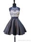 Scoop Neckline Beaded Backless Black Short Homecoming Dress
