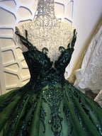 Sequin Sparkly Off The Shoulder Ball Gown Wedding/Classy Prom Dress