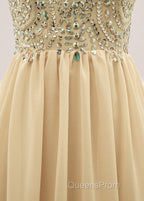 Sequined Spaghetti Straps Chiffon Long Evening Prom Dress