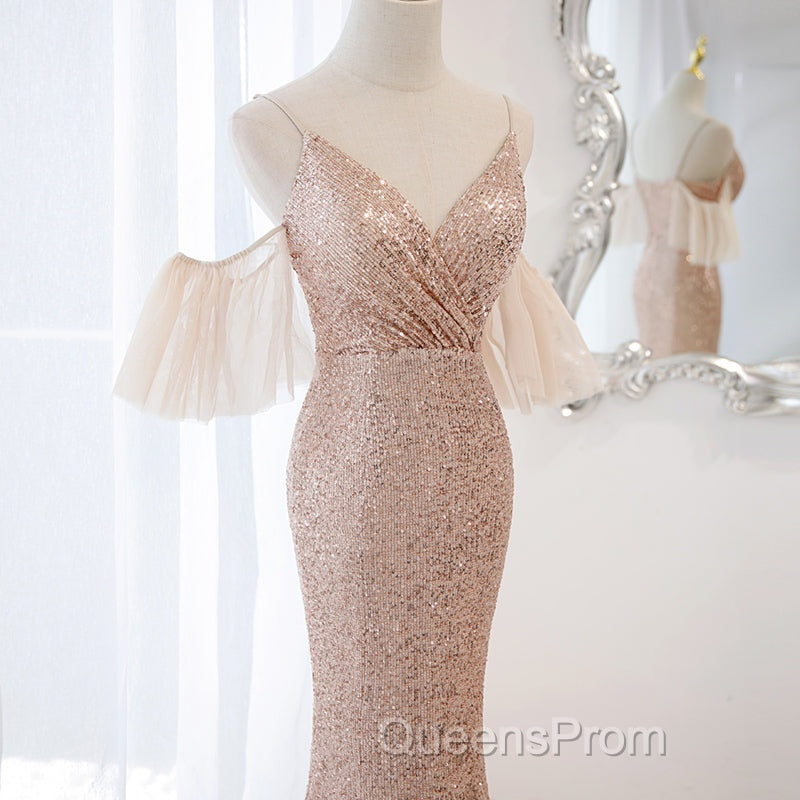 Sequins And Tulle Mermaid Long Party Dress Evening Prom Dress, Off Shoulder Formal Dress Secondary image