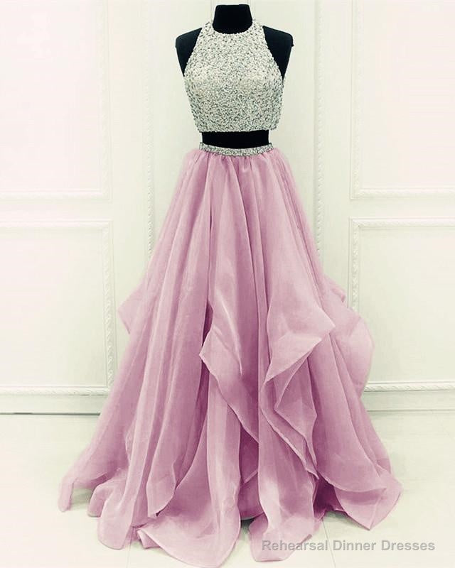Sequins Beaded Organza Layered Two Piece Ball Gowns Prom Dresses,Wedding Party Dresses Main image