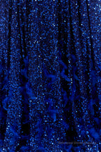 Sequins Long Sleeve Feather A-line Floor Length Prom Dresses