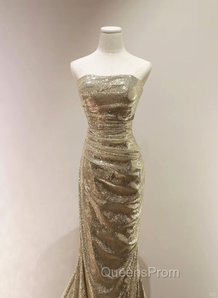 Sequins Mermaid Scoop Long Evening Dress, Long Evening Prom Dress Party Dress