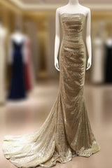 Sequins Mermaid Scoop Long Evening Dress, Long Evening Prom Dress Party Dress