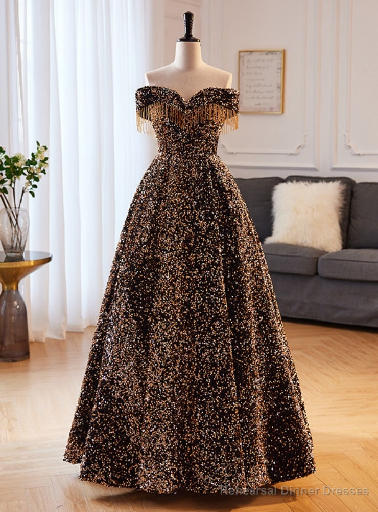 Sequins Off the Shoulder Beading Prom Dress