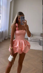 Sexy 17Th Birthday Dress Pink Satin Birthday Outfits For Teens