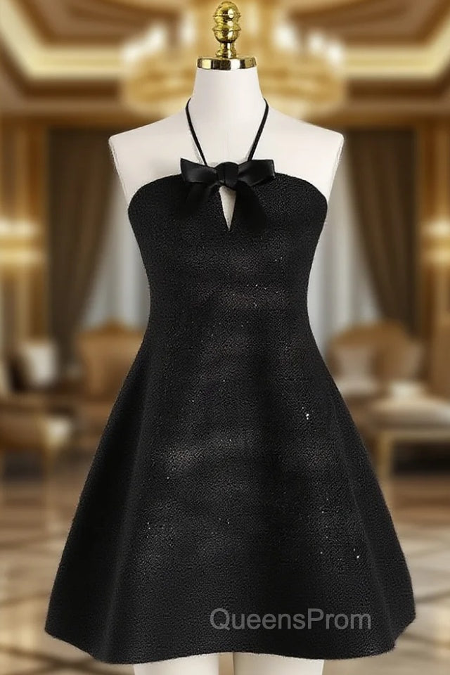 Sexy A Line Halter Black Holiday Dress Travel Vacation Dress Short Birthday Dress Main image