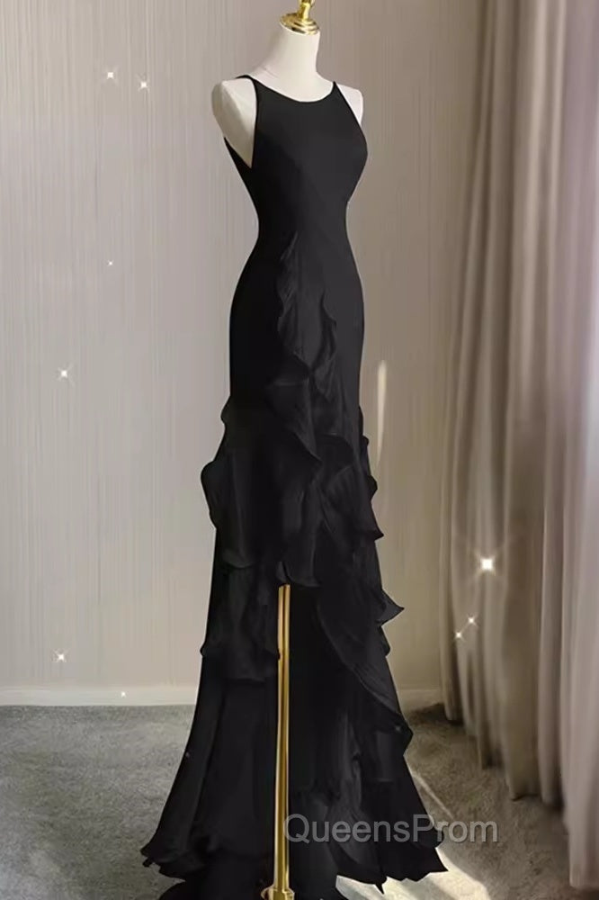 Sexy A Line Long Senior Chiffon Black Evening Prom Dress Formal Dress Secondary image