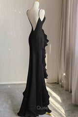 Sexy A Line Long Senior Chiffon Black Evening Prom Dress Formal Dress