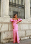 Sexy A Line Off The Shoulder Long Pink Classy Prom Dress Party Dress
