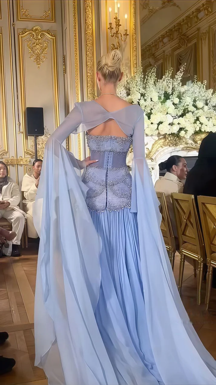 Sexy A Line Off The Shoulder Maxi Long Party Light Blue Chiffon Classy Prom Dress Classy Evening Dress