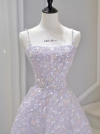 Sexy A Line Sleeveless Pink Floral Long Classy Prom Dress