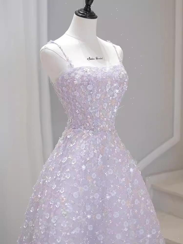Sexy A Line Sleeveless Pink Floral Long Classy Prom Dress