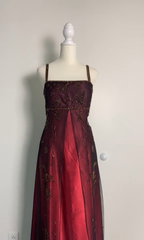 Sexy A Line Spaghetti Straps Burgundy Long Classy Evening Dress Party Dress Classy Prom Dress