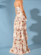 Sexy A Line Spaghetti Straps Floor Length Floral Classy Evening Dress Chiffon Classy Prom Dress