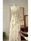Sexy A Line Spaghetti Straps Ivory Floral Satin Classy Prom Dress Birthday Outfits Classy Evening Gown