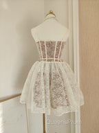 Sexy A Line Spaghetti Straps Lace Holiday Dress Travel Vacation Dress Short Birthday Dress