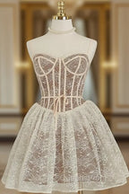Sexy A Line Spaghetti Straps Lace Holiday Dress Travel Vacation Dress Short Birthday Dress