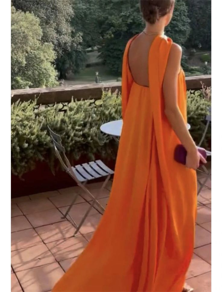 Sexy A Line Strapless Chiffon Organge Long Classy Prom Dress Secondary image