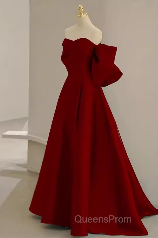 Sexy A Line Strapless Red Long Evening Prom Dress Secondary image