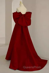 Sexy A Line Strapless Red Long Evening Prom Dress