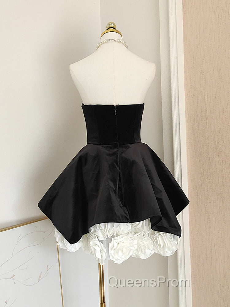 Sexy A Line Strapless Velvet Black Holiday Dress Travel Vacation Dress Short Birthday Dress