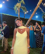 Sexy A Line Straps Chiffon Yellow Long Classy Prom Dress