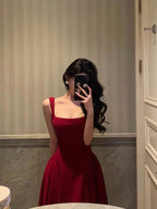 Sexy A Line Straps Red Ankle Length Classy Prom Dress Birthday Outfits Classy Dress