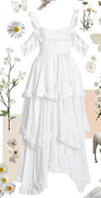 Sexy A Line Straps Ruffles Floor Length Chiffon White Classy Prom Dress 1697