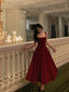 Sexy A Line Straps Wine Red Ankle Length Classy Prom Dress,Wine Red Classy Dress