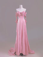 Sexy A Line Sweetheart Pink Satin Long Classy Prom Dress Classy Evening Dress Classy Dress