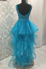 Sexy Asymmetrical V-Neck Tulle Evening Prom Dress