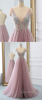 Sexy Backless Evening Prom Dress V Neckline, Evening Dress, Formal Dress, Graduation School Party Dance Dress