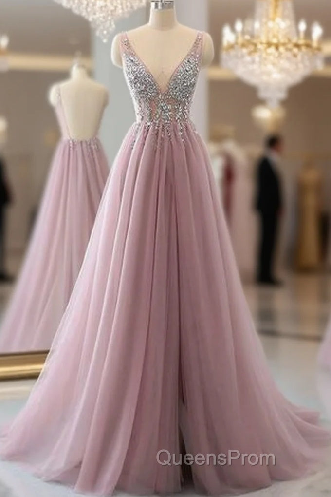 Sexy Backless Evening Prom Dress V Neckline, Evening Dress, Formal Dress, Graduation School Party Dance Dress Main image