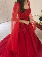 Sexy Ball Gown Navy Blue Tulle Long Sequin Classy Prom Dress Long Party Dress