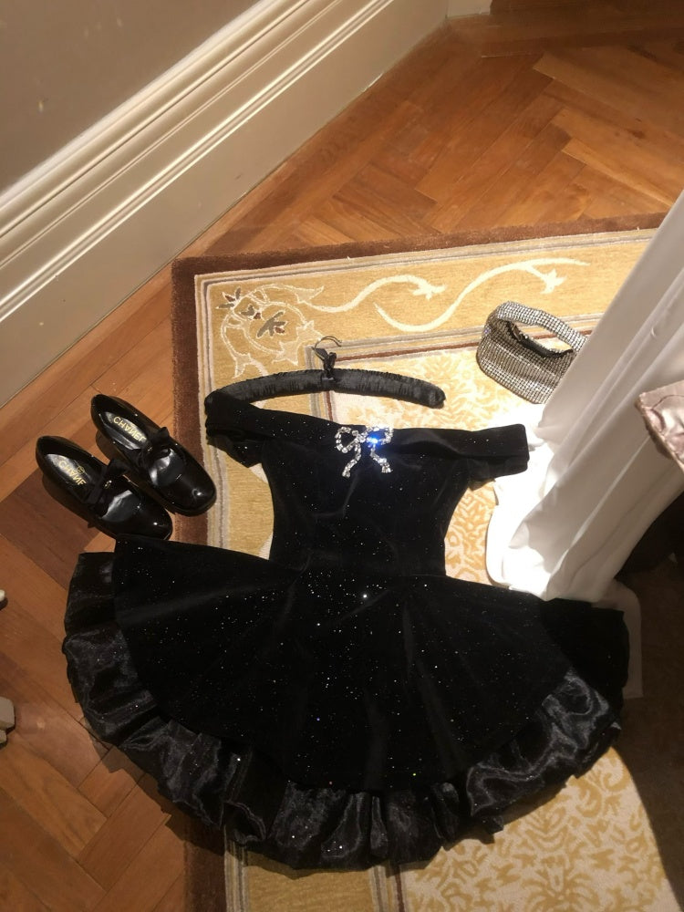 Sexy Ball Gown Off The Shoulder Black Velvet Short Formal 8Th Grade Homecoming Dresses Summer Middle School Hoco Dress 6Th Grade Graduation Outfits Secondary image