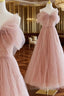 Sexy Ball Gown Spaghetti Straps Pink Tulle Evening Dress Evening Prom Dress