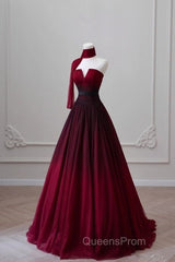 Sexy Ball Gown Strapless Long Burgundy Evening Prom Dress Evening Dress