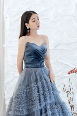 Sexy Ball Gown Sweetheart Neckline Gray Tulle Evening Dress Evening Prom Dress
