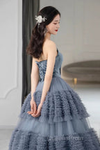 Sexy Ball Gown Sweetheart Neckline Gray Tulle Evening Dress Evening Prom Dress