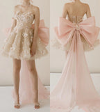 Sexy Ball Gown Sweetheart Pink Floral Lace Classy Prom Dress Party Dress
