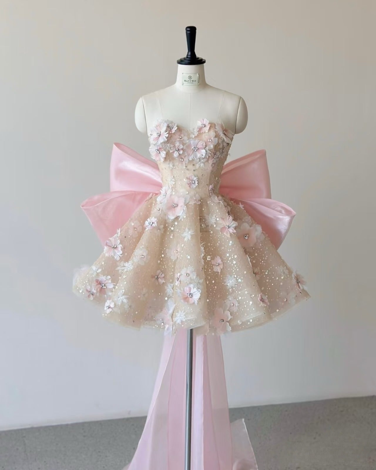 Sexy Ball Gown Sweetheart Pink Floral Lace Classy Prom Dress Party Dress Main image