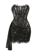 Sexy Burgundy Strapless Lace Sheath Short Cocktail Dress Homecoming Dress