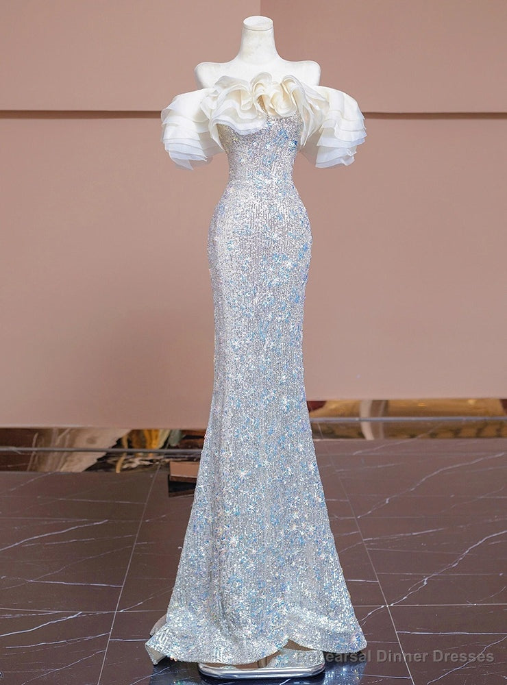 Sexy Champagne Mermaid Sequins Prom Dress Main image