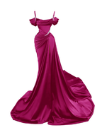 Sexy Dark Green Satin Mermaid Classy Prom Dress 2026 Spaghetti Straps Pleats Seep Train Classy Evening Occasion Pageant Gowns