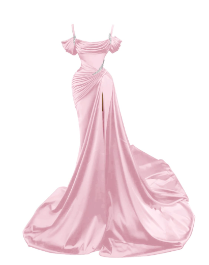 Sexy Dark Green Satin Mermaid Classy Prom Dress 2026 Spaghetti Straps Pleats Seep Train Classy Evening Occasion Pageant Gowns