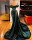 Sexy Dark Green Satin Mermaid Classy Prom Dress 2026 Spaghetti Straps Pleats Seep Train Classy Evening Occasion Pageant Gowns