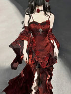 Sexy French High Low Spaghetti Straps Christmas Dress Burgundy Birthday Dress Birthday Outfits