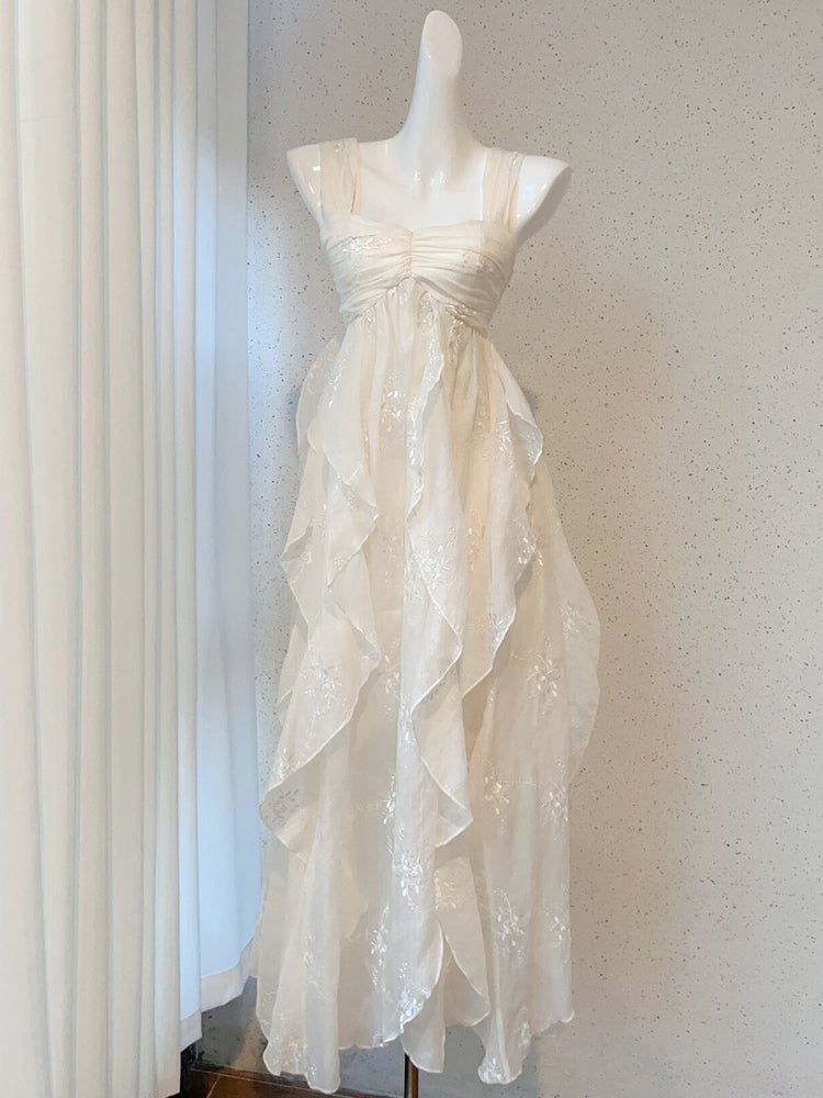 Sexy French High Low Square Neckline Christmas Dress Ivory Birthday Dress Birthday Outfits Main image